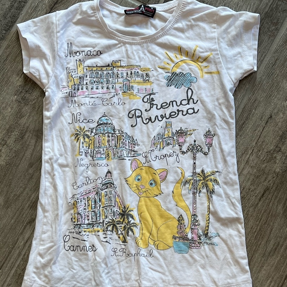 Attitude Paris French Riviera Monaco Nice Cannes Graphic T Shirt Girl Size‎  6